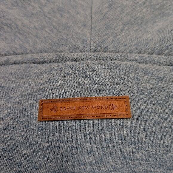 Naketano Brave New World Womens Longline Hoodie Sweatshirt Sz S Cowl Neck Blue - Picture 13 of 16